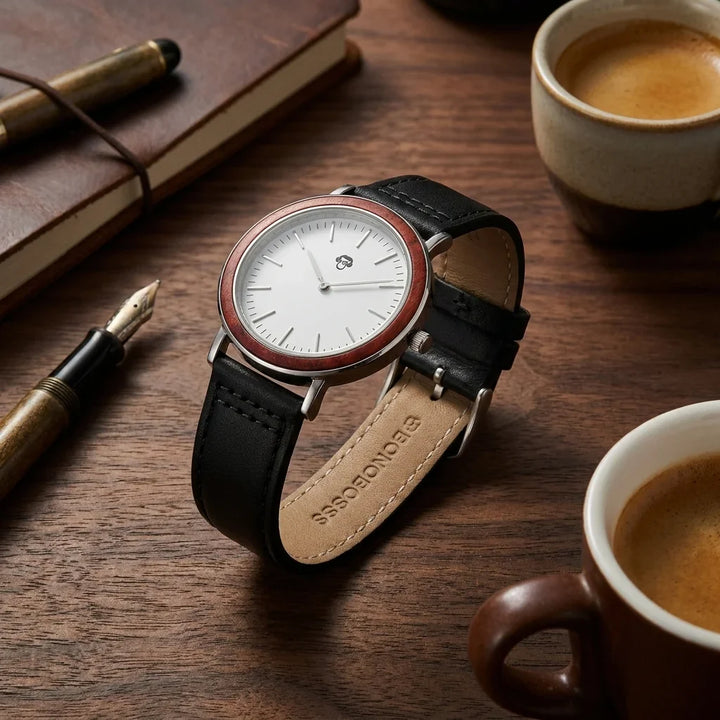 Bonoboss Correa Cuero Premium 22mm Black - still life premium madera reloj props #editorial_ctx_premium_stilllife #color_black