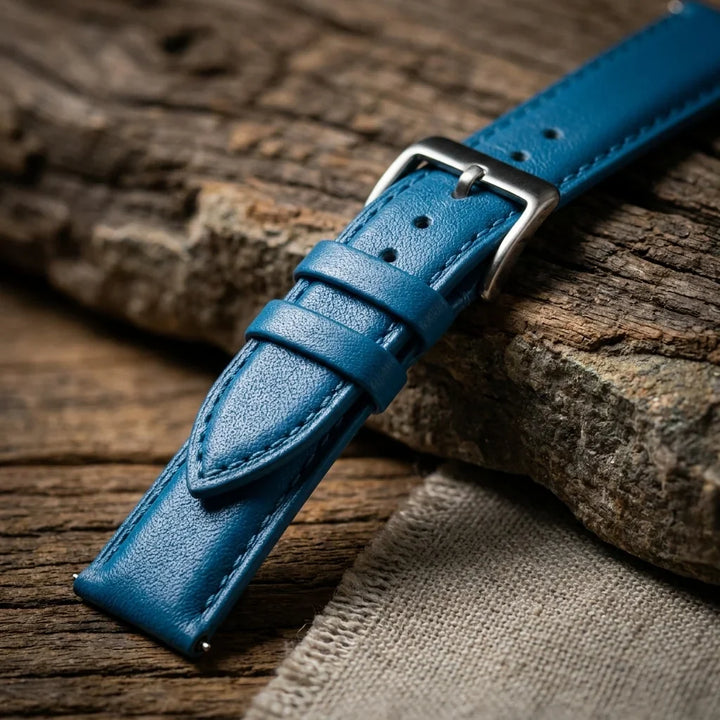 Bonoboss Correa Cuero Premium 22mm Blue - macro textura material natural #editorial_ctx_macro_texture #color_blue