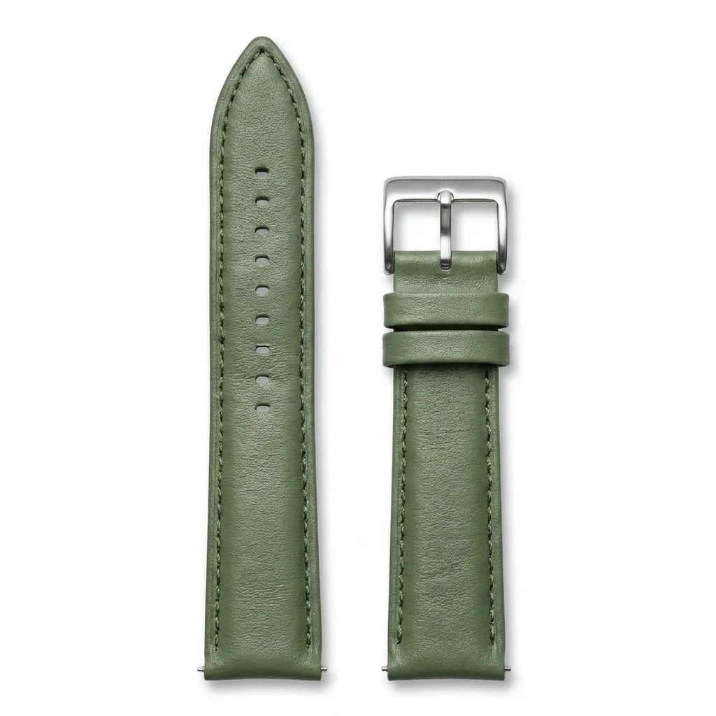 Bonoboss Correa Cuero Premium 22mm Green - layout flat lay vista cenital #editorial_wb_canonical #color_green