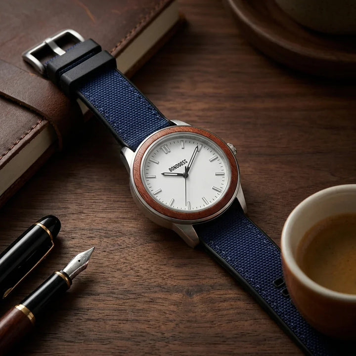 Bonoboss Correa Canvas + TPU 22mm Azul - still life premium madera reloj props #editorial_ctx_premium_stilllife #color_azul
