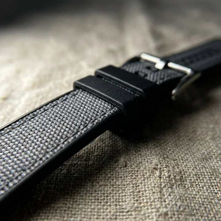 Bonoboss Correa Canvas + TPU 22mm Gris - macro textura material natural #editorial_ctx_macro_texture #color_gris