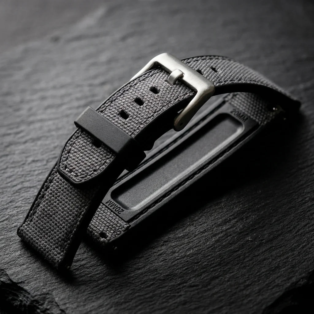 Bonoboss Correa Canvas + TPU 22mm Gris - macro textura material natural (v2) #editorial_ctx_macro_texture_v2 #color_gris