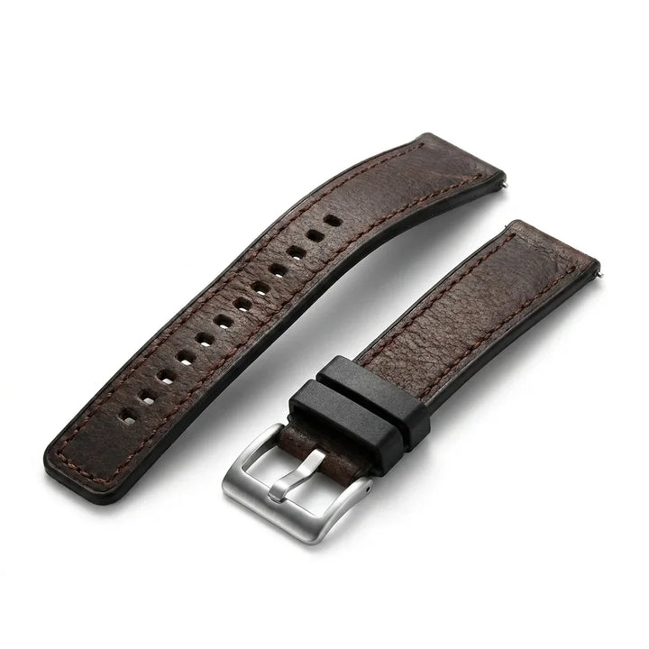 Bonoboss Correa Cuero Premium 22mm Cafe Oscuro - vista 3/4 oblicua #editorial_wb_3qtr #color_cafe-oscuro