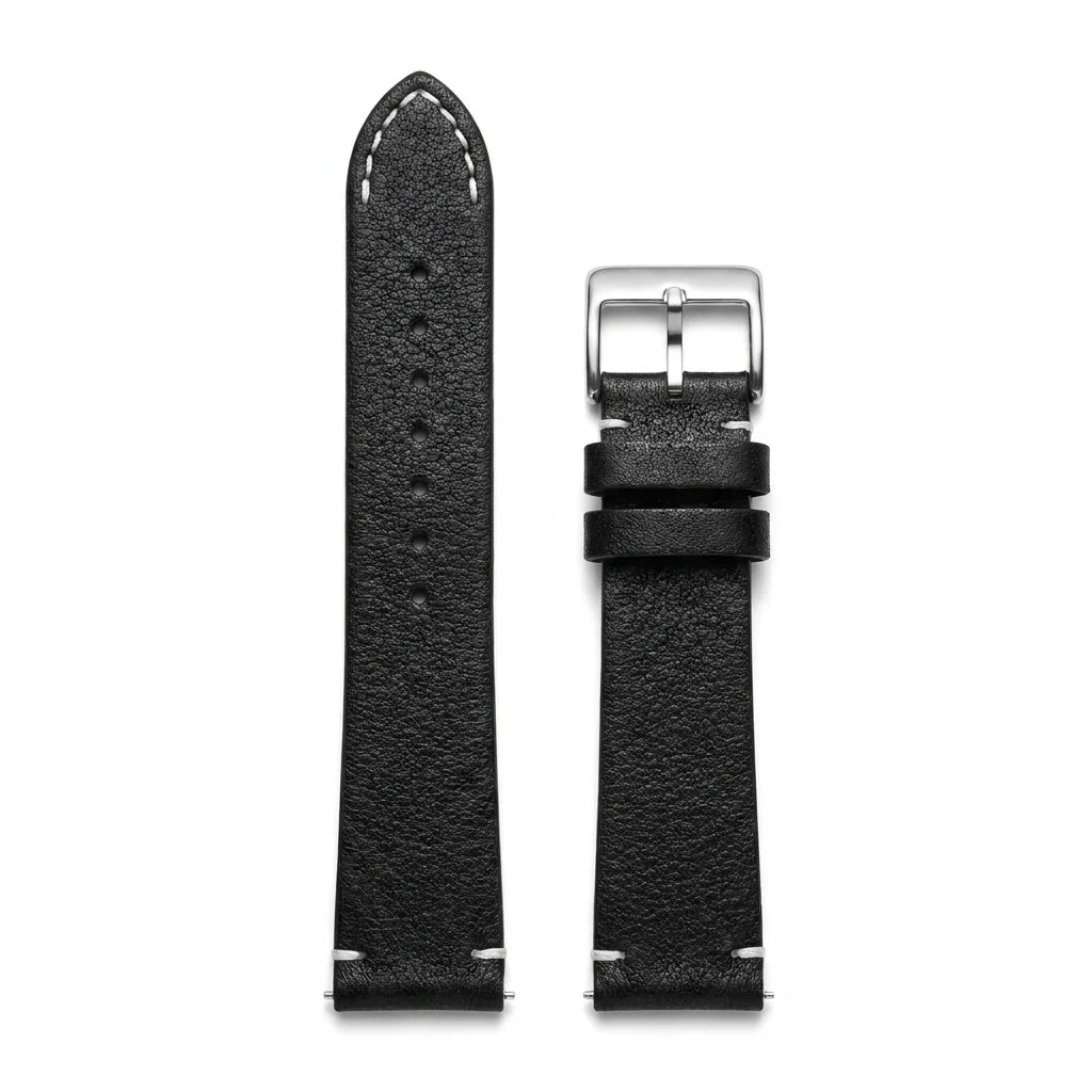 Bonoboss Correa Cuero Premium 22mm Negro - layout flat lay vista cenital #editorial_wb_canonical #color_negro