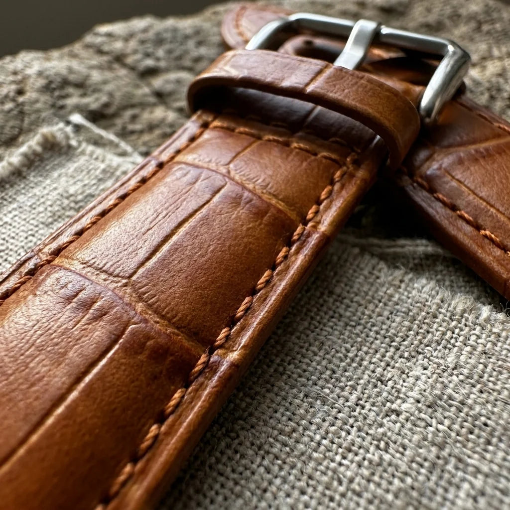 Bonoboss Correa Cuero Premium 22mm Cafe Claro - macro textura material natural #editorial_ctx_macro_texture #color_cafe-claro