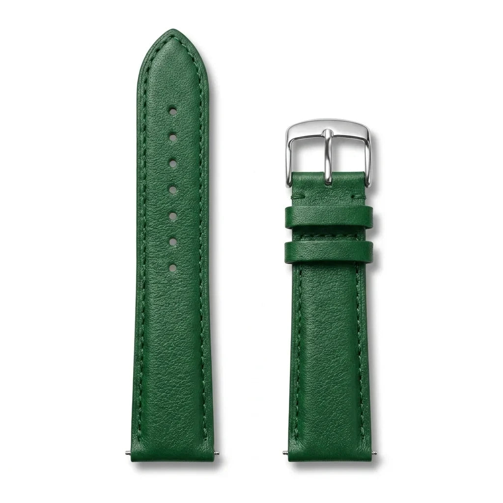 Bonoboss Correa Cuero Premium 22mm Verde - layout flat lay vista cenital #editorial_wb_canonical #color_verde