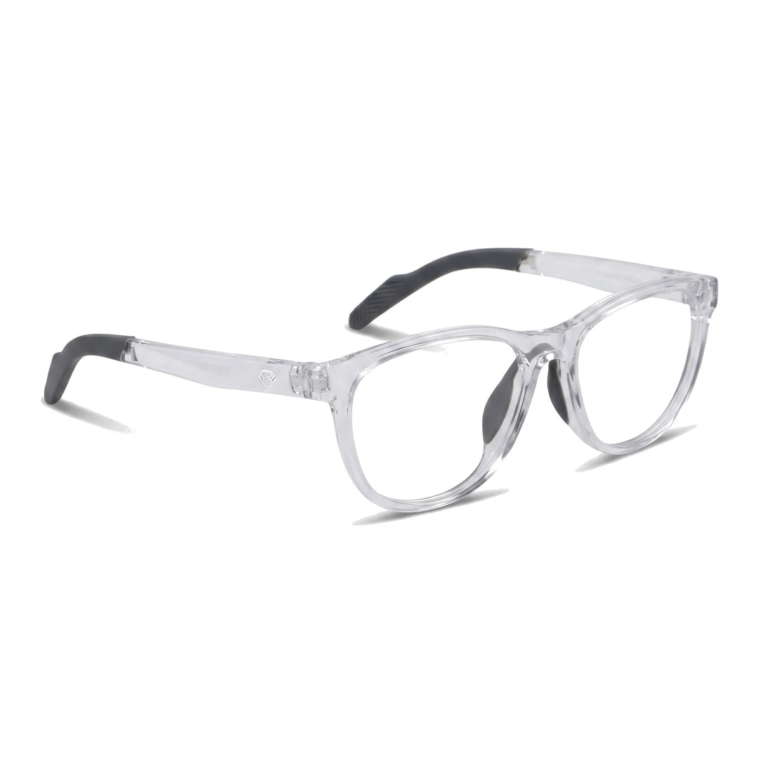 Lentes ópticos Bonoboss Lewis Transparente vista tres cuartos armazón deportivo #editorial_angulo45 #color_transparente