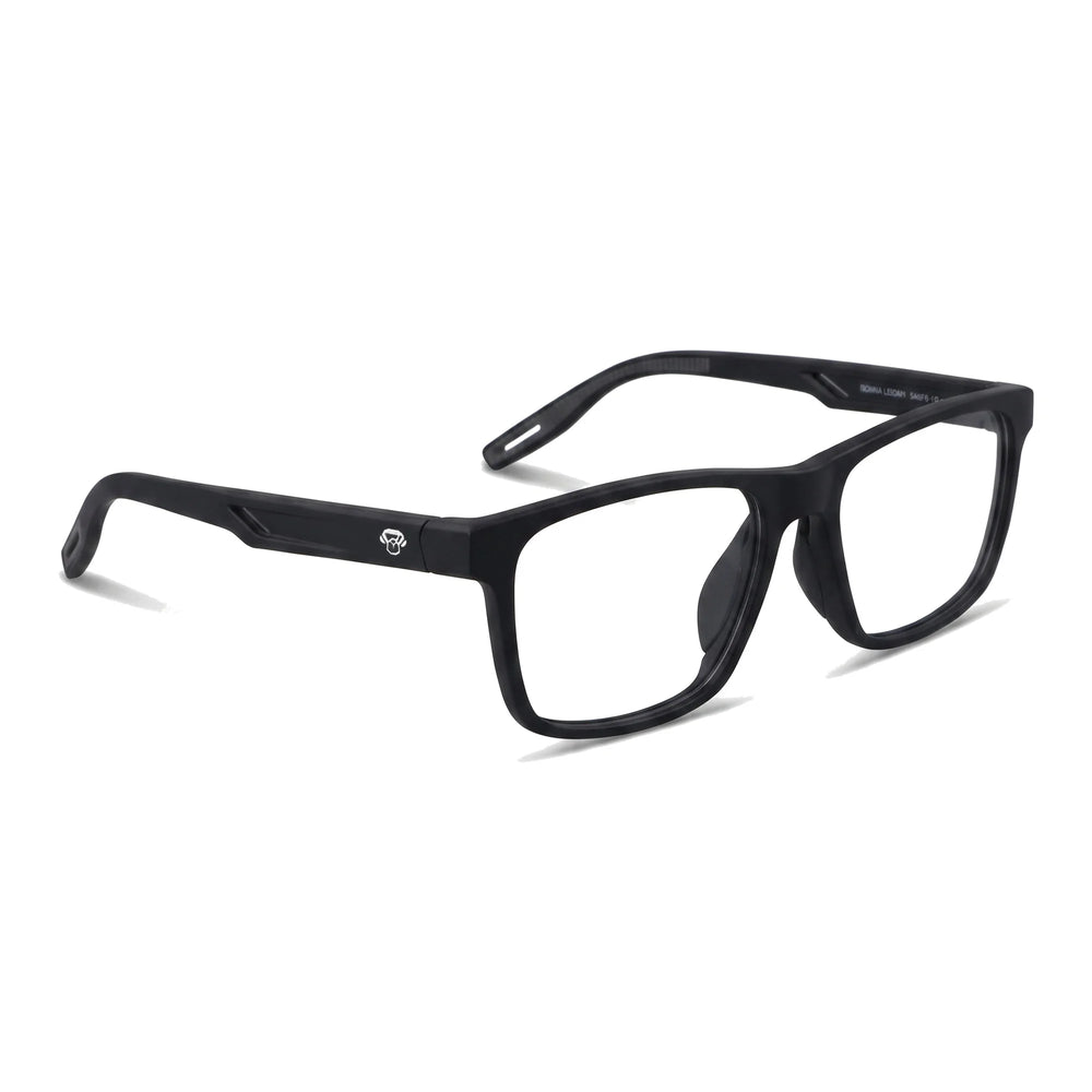 Lentes ópticos deportivos Bonoboss Senna Negro vista tres cuartos patas HydroGrip #editorial_angulo45 #color_negro