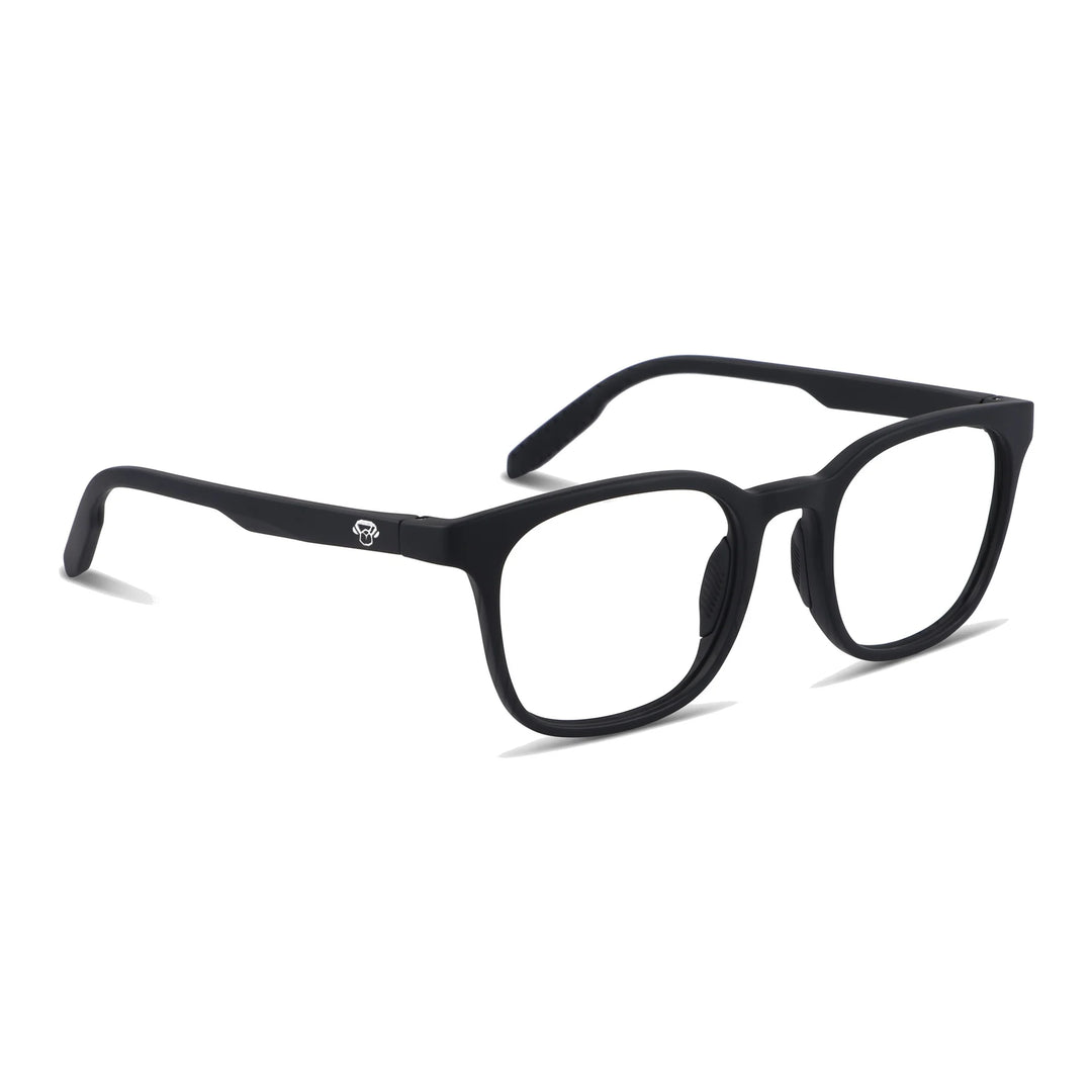 Lentes ópticos deportivos Bonoboss Serena Negro armazón cuadrado vista tres cuartos con grip #editorial_angulo45 #color_negro