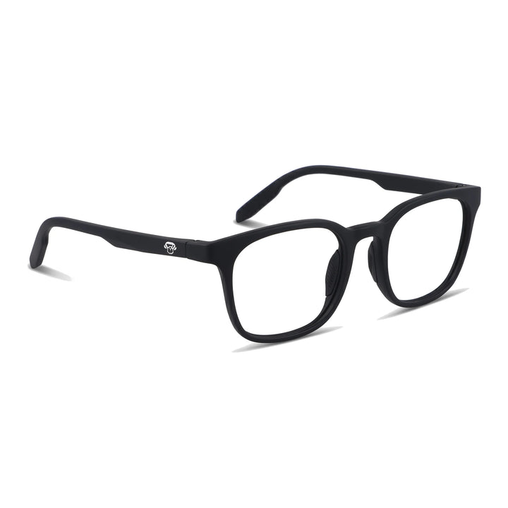 Lentes ópticos deportivos Bonoboss Serena Negro armazón cuadrado vista tres cuartos con grip #editorial_angulo45 #color_negro