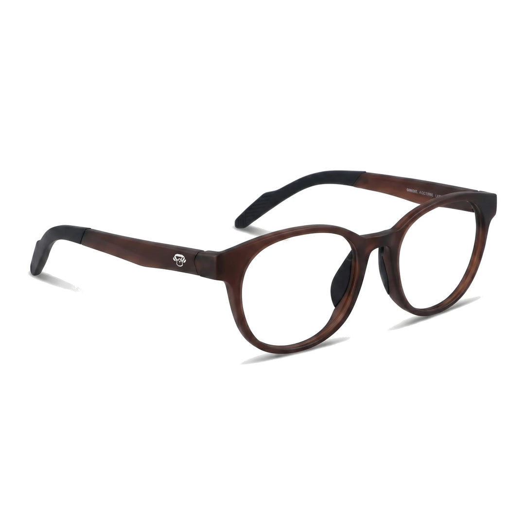 Simone Café Lentes Ópticos Deportivos armazón redondo TR90 vista tres cuartos #editorial_angulo45 #color_champagne