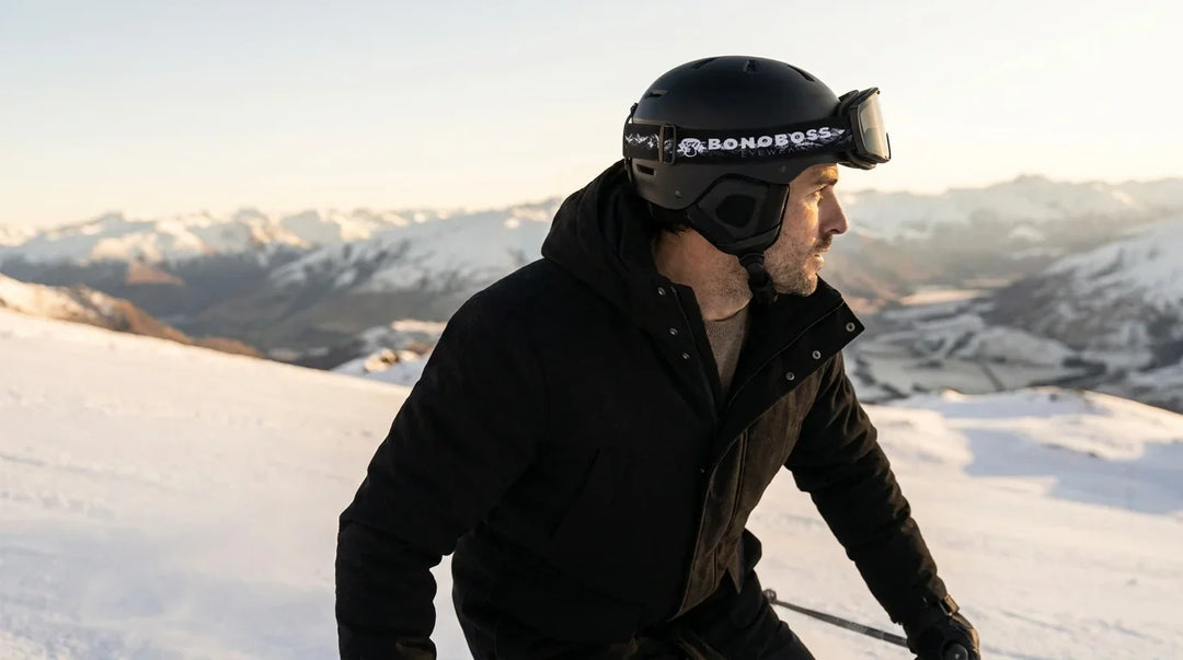 Bonoboss Strap Antiparra Powder Negro - hero panoramico atleta strap visible #editorial_banner_confianza #color_negro