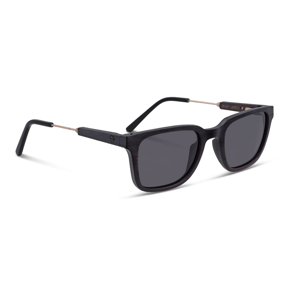 Lentes de sol Thanos Ébano Natural cristal negro vista tres cuartos madera de ébano natural unisex #color_negro