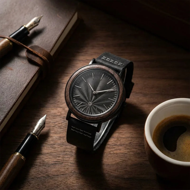 Bonoboss Toki Ébano BlackWave - reloj still life madera journal y pluma #editorial_ctx_walnut_journal #color_negro