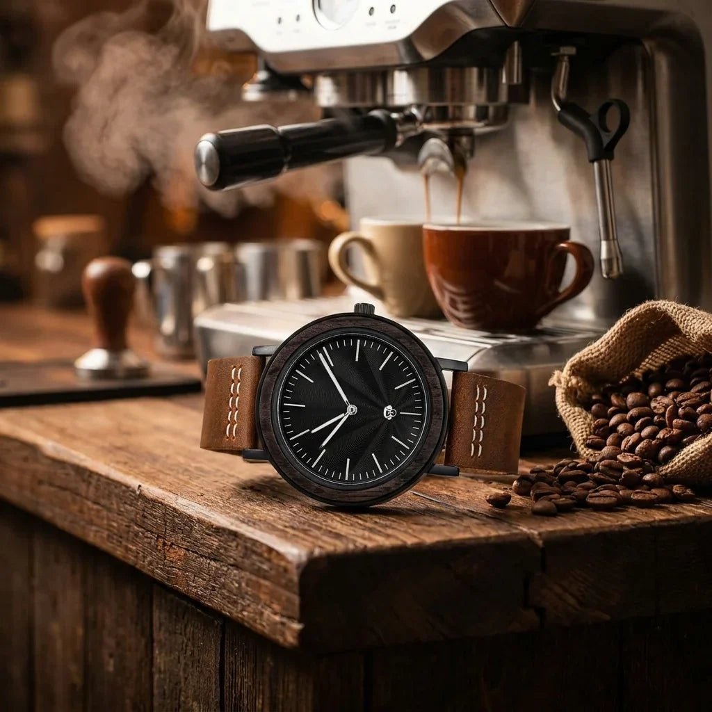 Bonoboss Toki Ébano BlackWave Café - reloj still life barra cafe de especialidad #editorial_ctx_barista_counter #color_cafe
