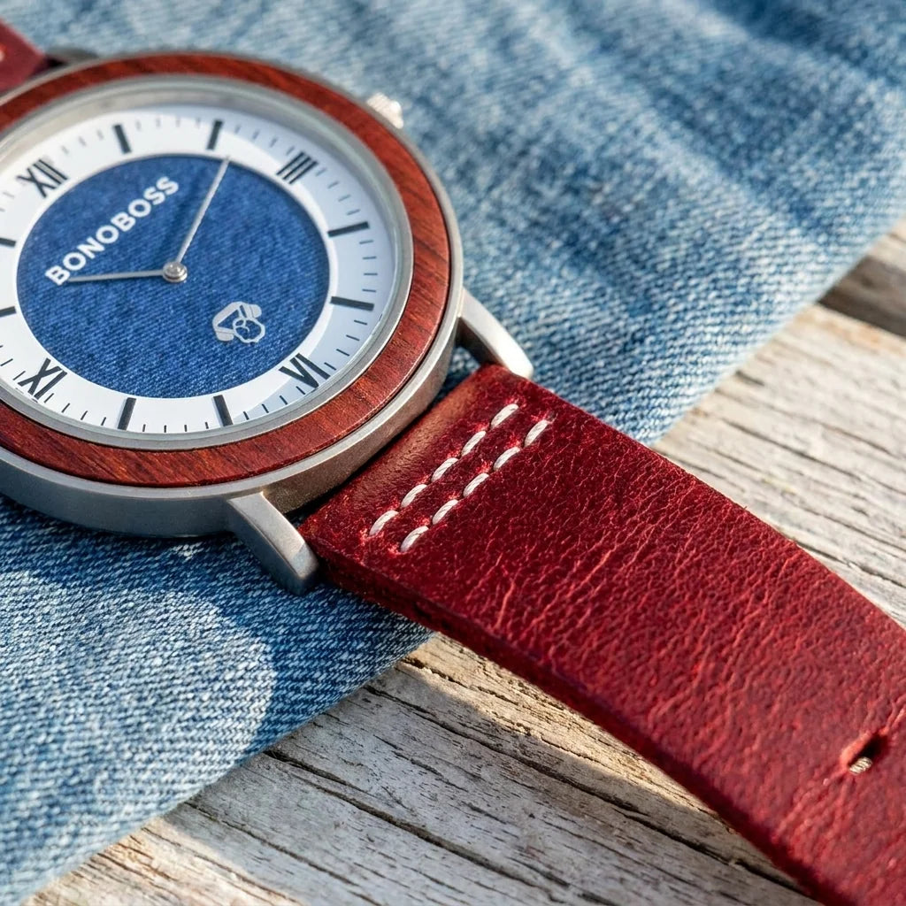 Bonoboss Toki Sándalo Jeans Cuero - macro correa de cuero costura #editorial_ctx_macro_strap #color_rojo