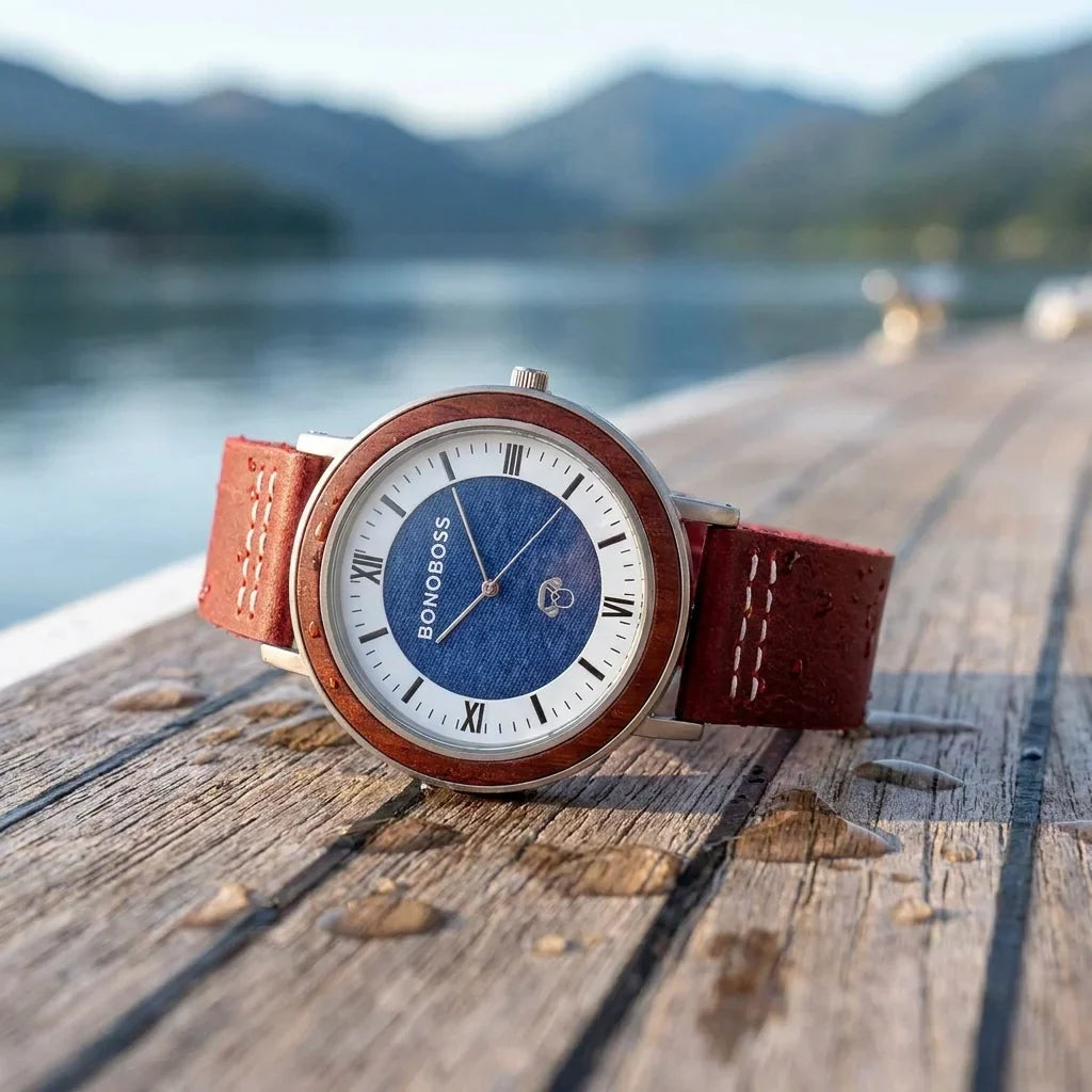 Bonoboss Toki Sándalo Jeans Cuero - reloj still life cubierta de teca lago #editorial_ctx_teak_deck #color_rojo