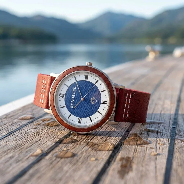 Bonoboss Toki Sándalo Jeans Cuero - reloj still life cubierta de teca lago #editorial_ctx_teak_deck #color_rojo