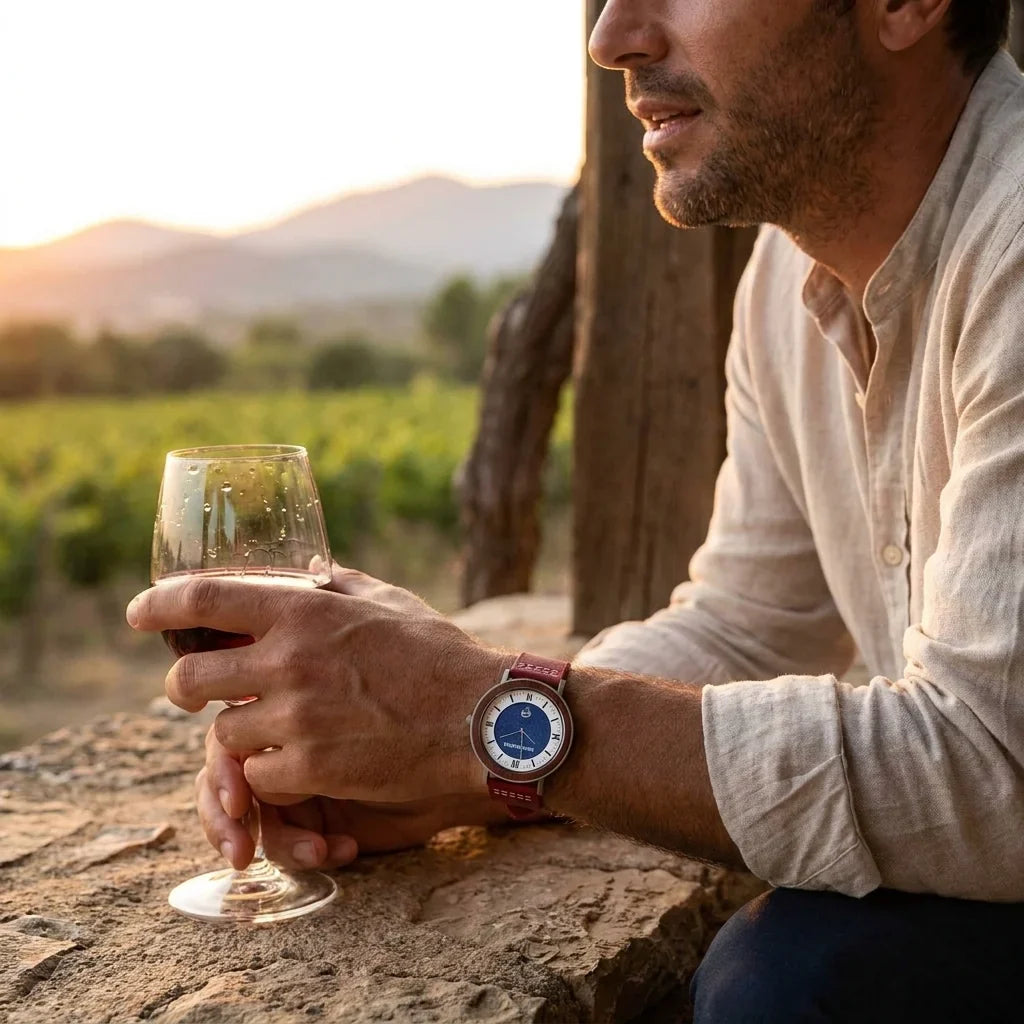 Bonoboss Toki Sándalo Jeans Cuero - lifestyle editorial terraza copa de vino #editorial_ctx_terrace_wine #color_rojo