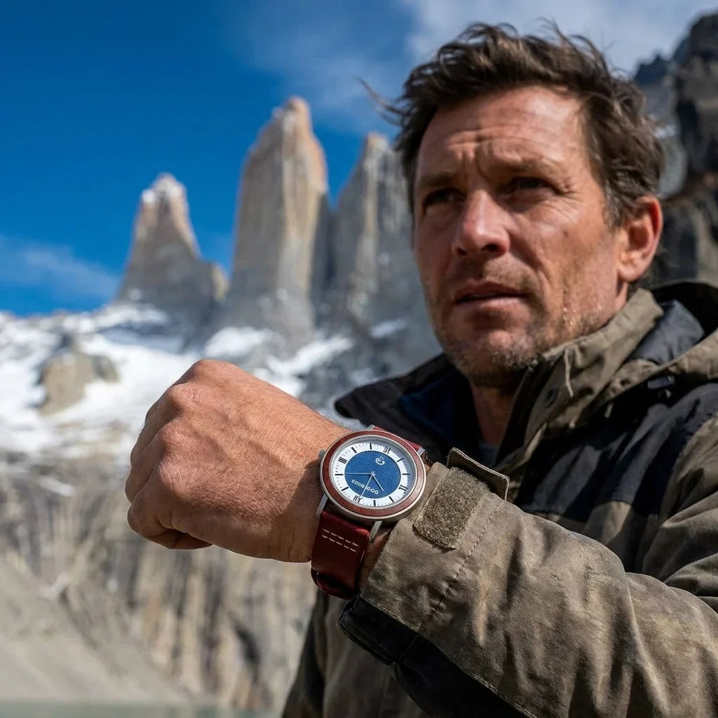 Bonoboss Toki Sándalo Jeans Cuero - lifestyle viaje Patagonia torres granito #editorial_ctx_travel_patagonia #color_rojo