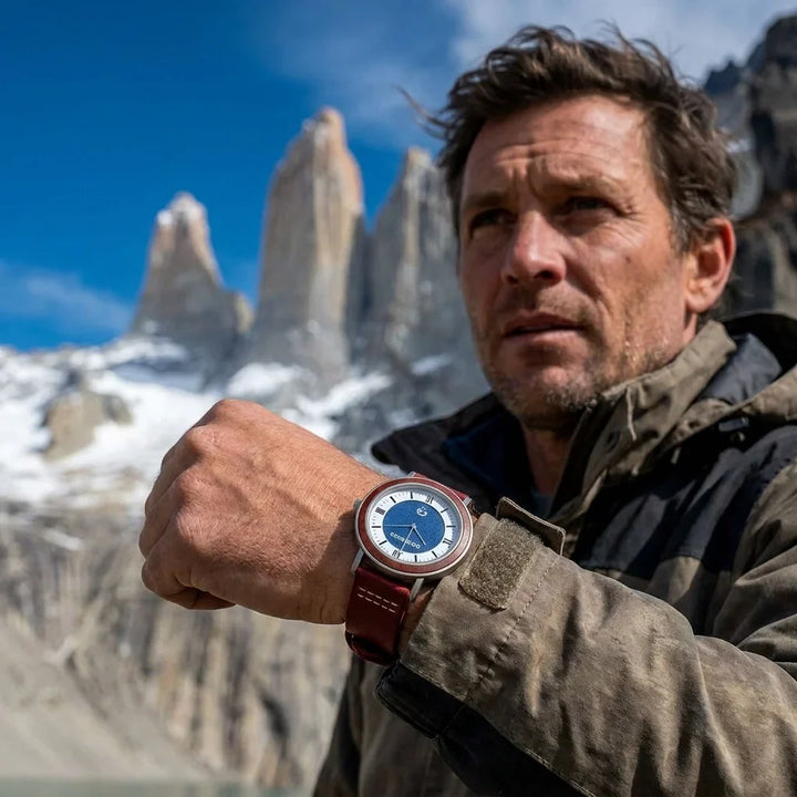 Bonoboss Toki Sándalo Jeans Cuero - lifestyle viaje Patagonia torres granito #editorial_ctx_travel_patagonia #color_rojo