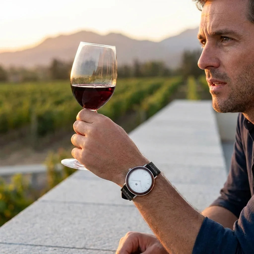 Bonoboss Toki Sándalo Rojo Plata Sport - lifestyle editorial terraza copa de vino #editorial_ctx_terrace_wine #color_negro