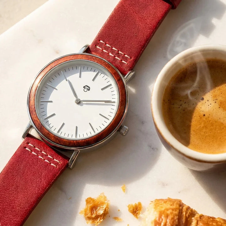 Bonoboss Toki Sándalo Rojo Plata Sport - reloj still life espresso en marmol #editorial_ctx_espresso_marble #color_rojo