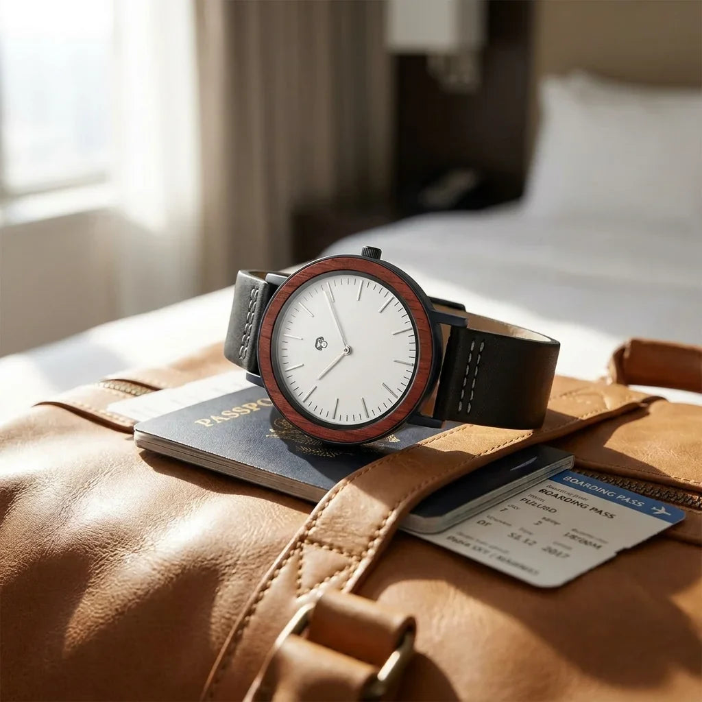 Bonoboss Toki Sándalo Rojo Sport - reloj still life bolso de cuero de viaje #editorial_ctx_leather_duffel #color_negro