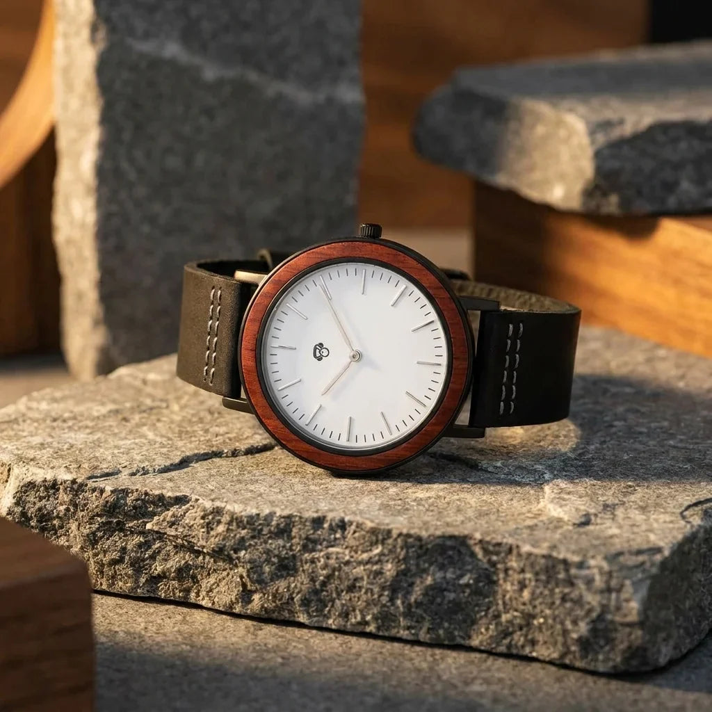 Bonoboss Toki Sándalo Rojo Sport - reloj still life piedra luz dorada #editorial_ctx_stone_raking #color_negro