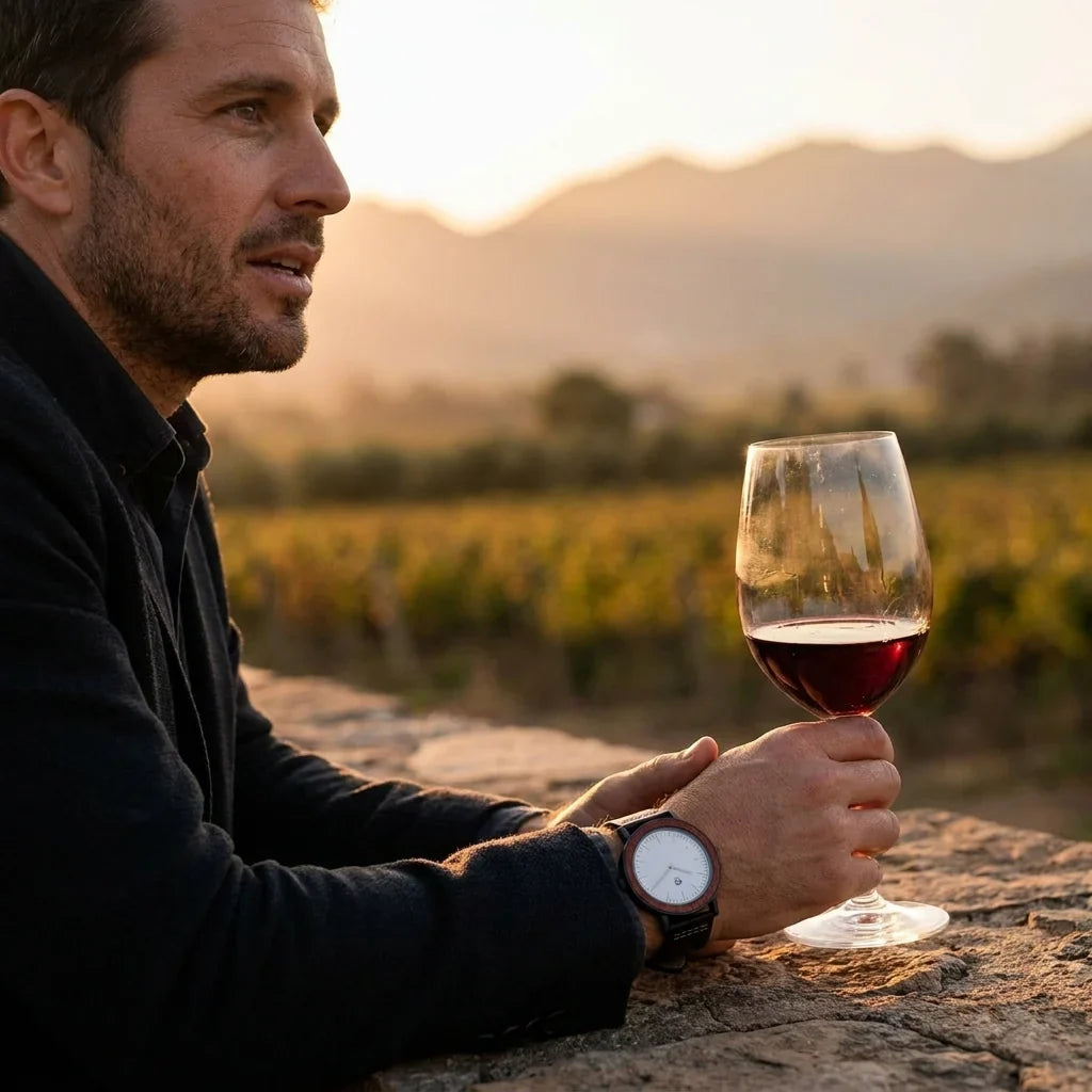 Bonoboss Toki Sándalo Rojo Sport - lifestyle editorial terraza copa de vino #editorial_ctx_terrace_wine #color_negro