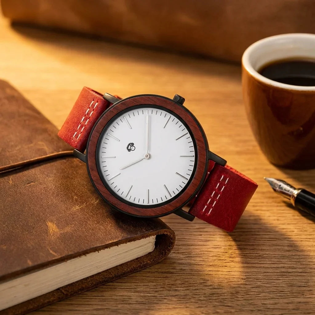 Bonoboss Toki Sándalo Rojo Sport - reloj still life madera journal y pluma #editorial_ctx_walnut_journal #color_rojo