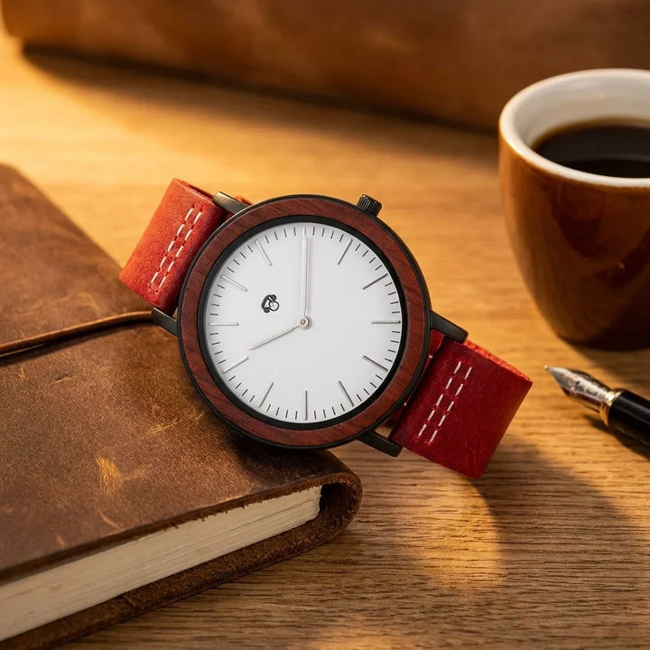 Bonoboss Toki Sándalo Rojo Sport - reloj still life madera journal y pluma #editorial_ctx_walnut_journal #color_rojo
