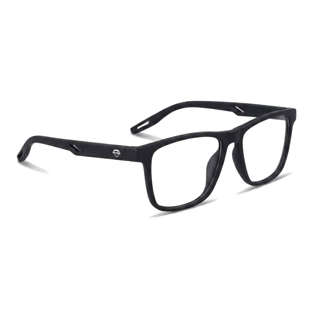 Lentes ópticos deportivos Bonoboss Tyson Negro armazón rectangular vista tres cuartos #editorial_angulo45 #color_negro