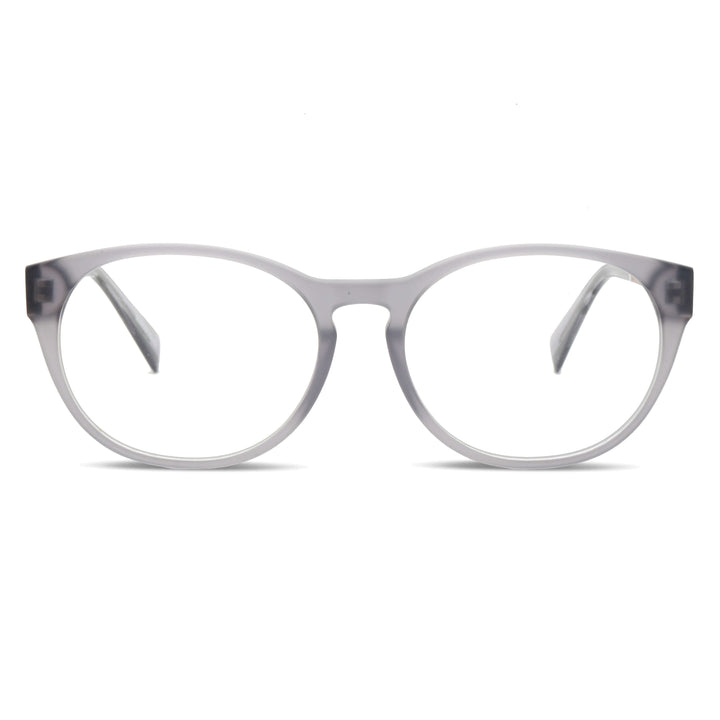 armazones ópticos redondos acetato organico sustentable ecologico patas madera natural plastico reciclado para hombre y mujer mayorista de opticas carey 2025 frontal transparente#color_transparente