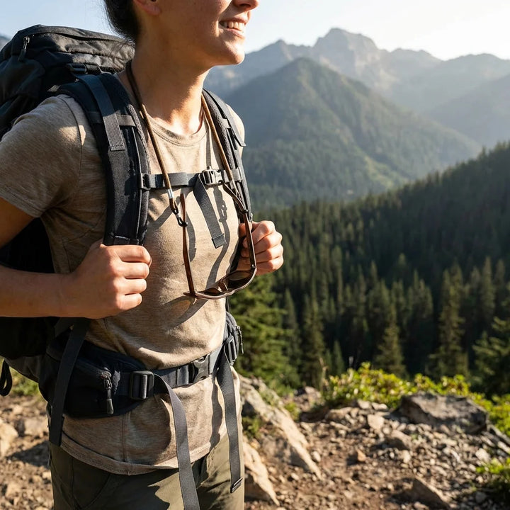 Correa para lentes reciclada brown hiking activo montaña Bonoboss #color_brown