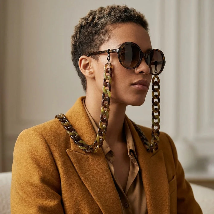 Cadena de acetato reciclado para lentes carey editorial moda fashion Bonoboss #color_carey