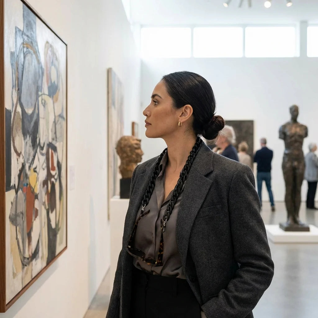 Cadena de acetato reciclado para lentes negro en galería de arte sofisticado Bonoboss #color_negro