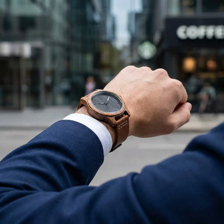 Correa de cuero para reloj persona mirando hora urbano Bonoboss