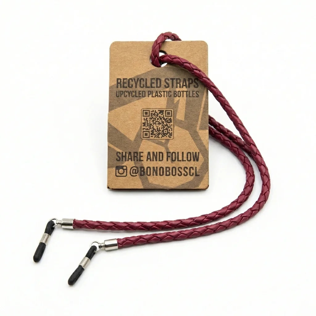 Correa para lentes trenzada ecocuero burdeo vista 2 Bonoboss #color_burdeo