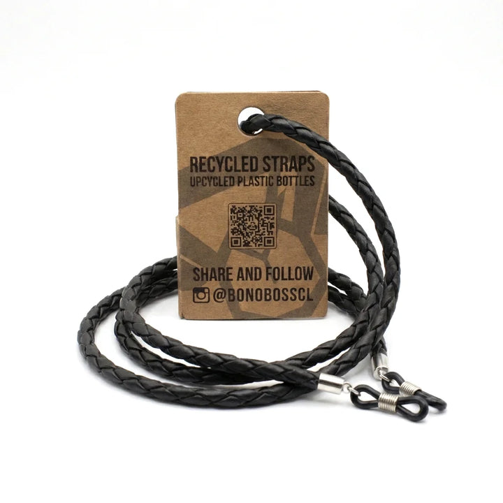 Correa para lentes trenzada ecocuero negra vista 3 Bonoboss #color_negro