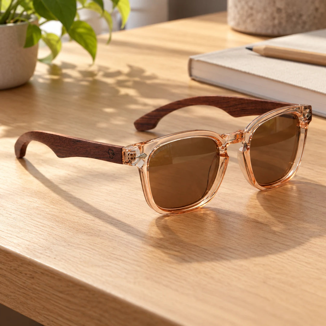 Lentes de sol Bonoboss Creta Brown en contexto de estilo de vida #editorial_detail2 #color_brown