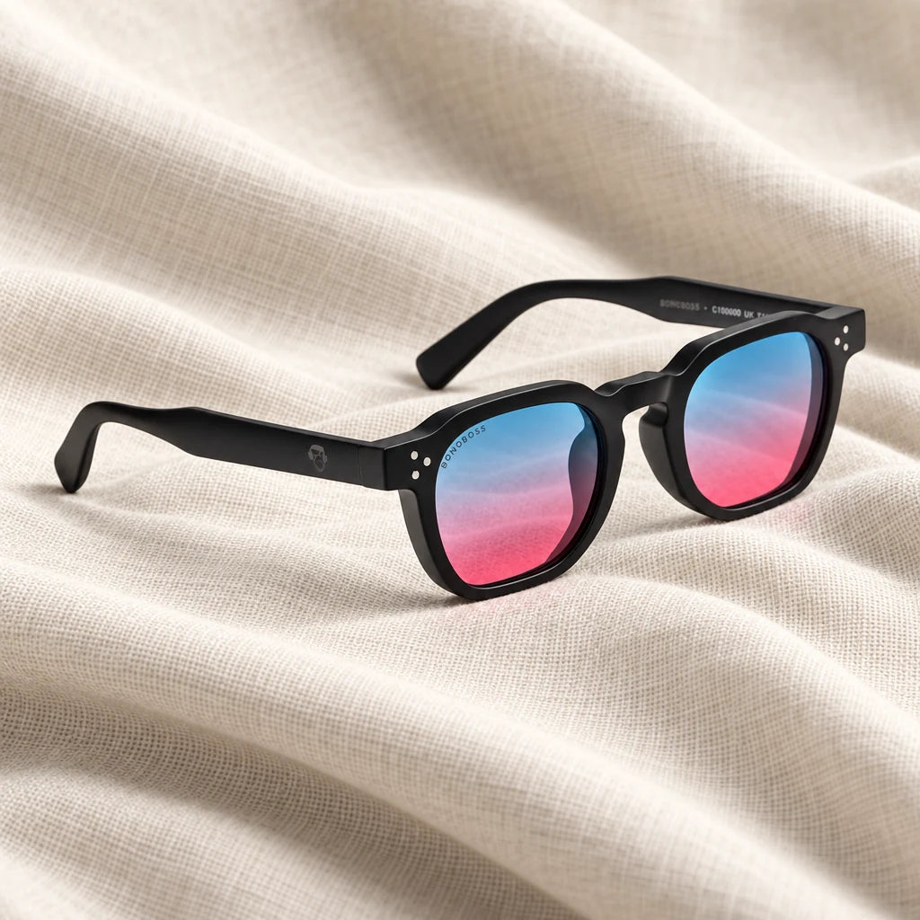 Lentes de sol Bonoboss Damero Pink en contexto de estilo de vida #color_pink