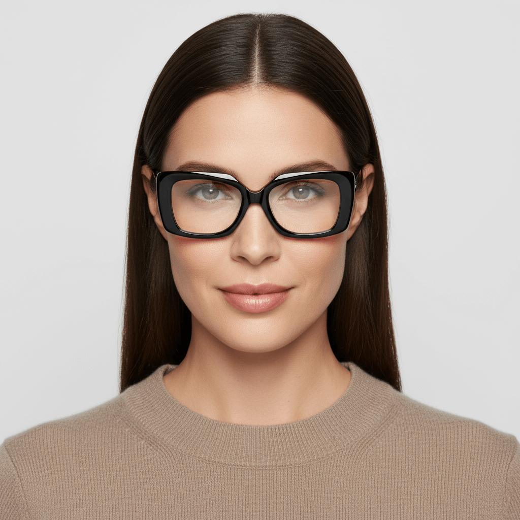 Domi lentes graduados negro vista angulada 3/4 para mujer #color_negro
