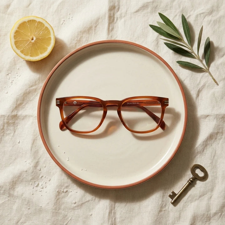 Lentes ópticos Dylan naranja T11 flatlay riviera optical Bonoboss #color_naranja