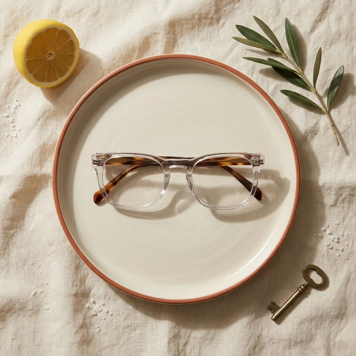 Lentes ópticos Dylan transparente T11 flatlay riviera optical Bonoboss #color_transparente