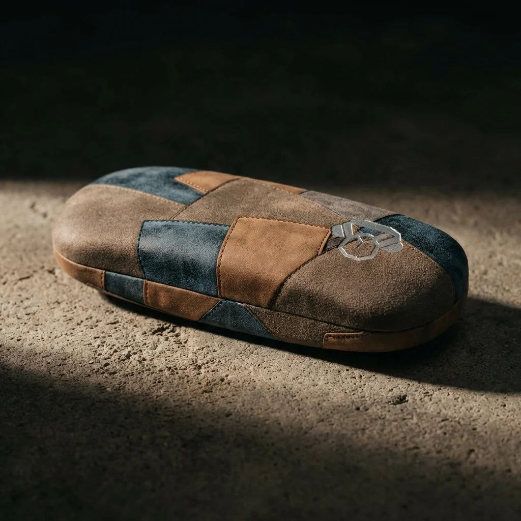 Estuche almeja para lentes cafe luz lateral dramática editorial Bonoboss #color_cafe