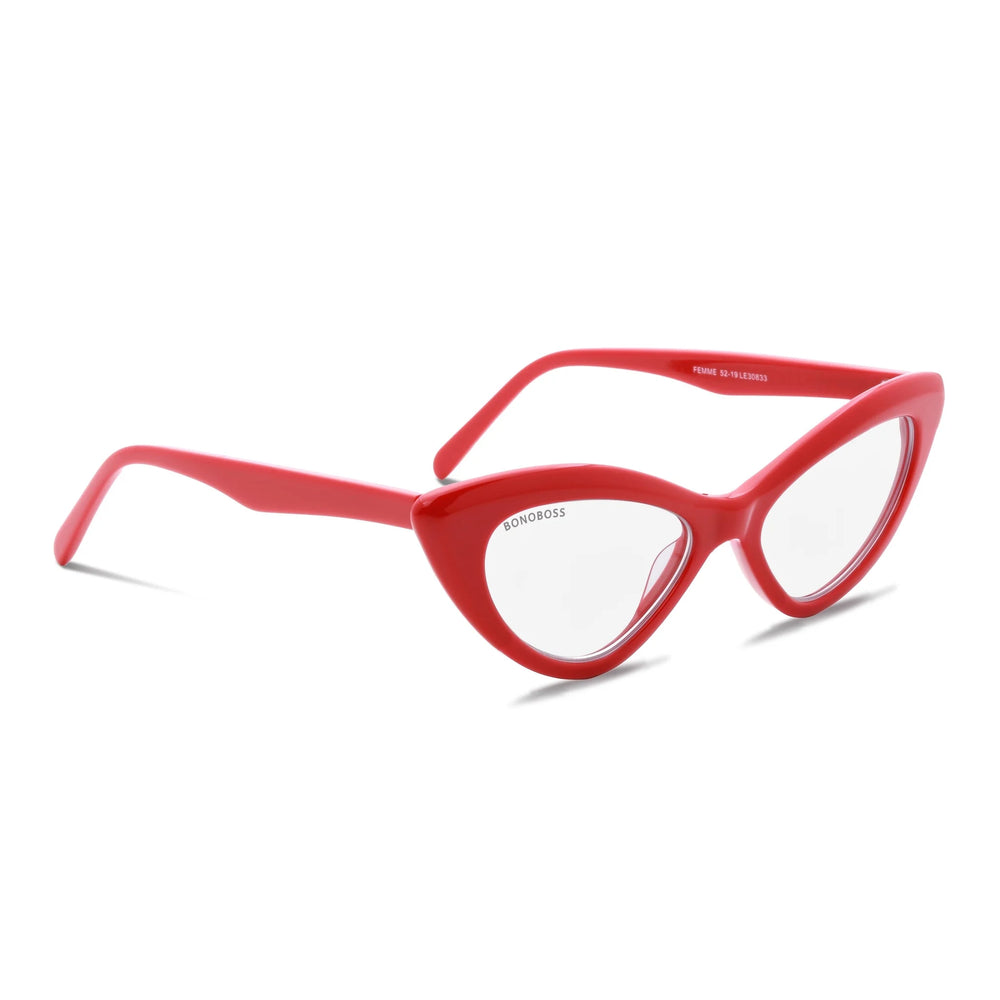Vista frontal de Femme Black marcos ópticos color rojo para mujer #color_rojo