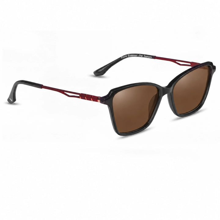 Lentes de sol Fiore 1006 Negro cristal Cafe polarizado vista tres cuartos mujer #color_cafe
