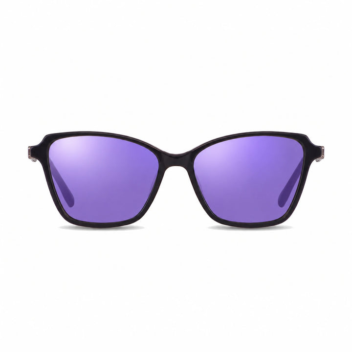 Lentes de sol Fiore 1006 Negro cristal Espejado Morado polarizado vista frontal mujer #color_espejado-morado #foto_frontal