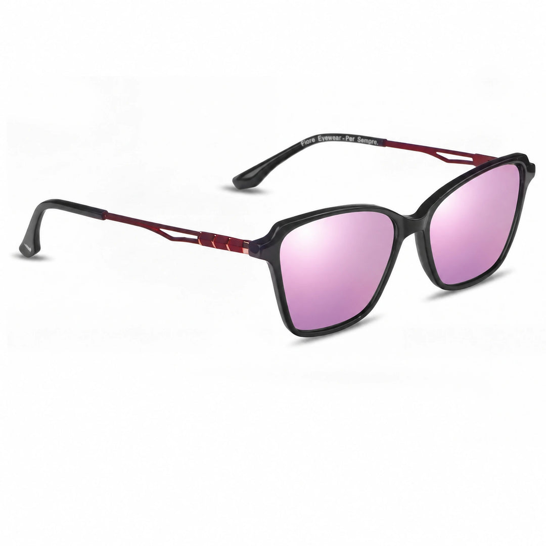 Lentes de sol Fiore 1006 Negro cristal Espejado Rosado polarizado vista tres cuartos mujer #color_espejado-rosado